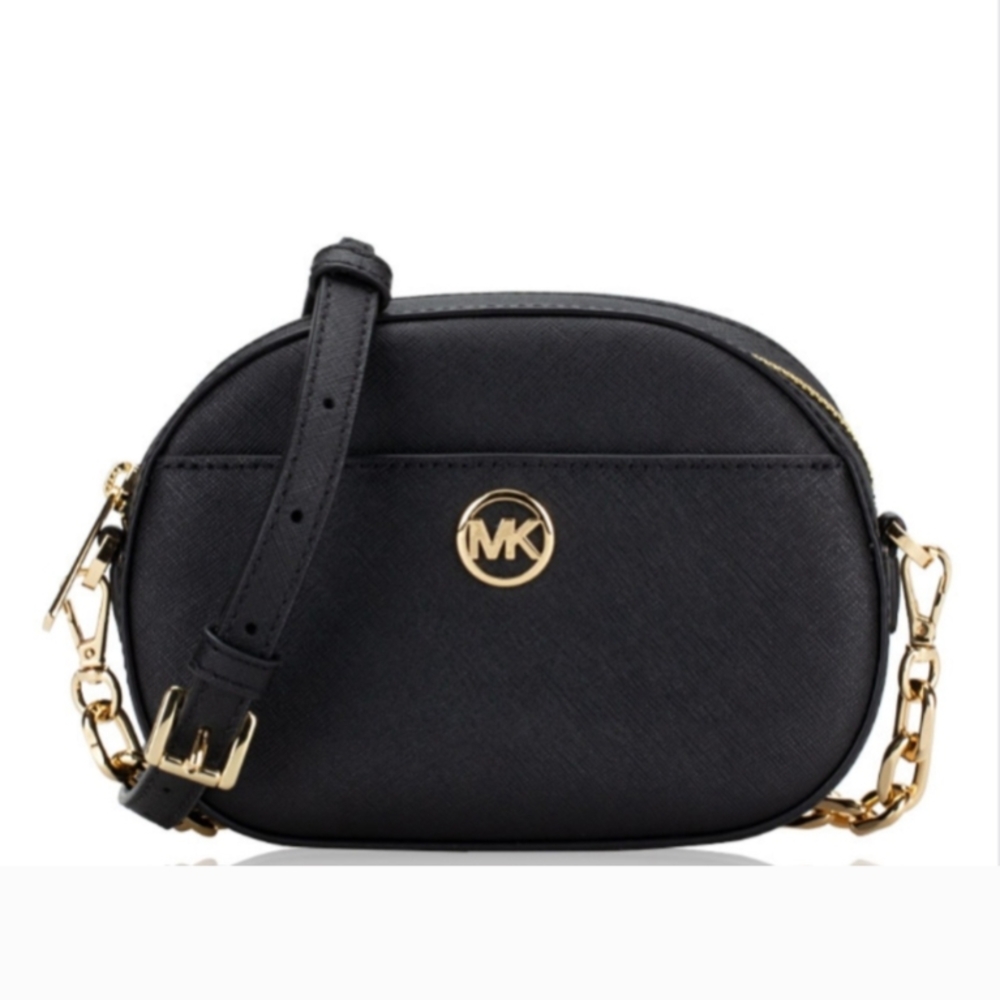 Black Crossbody Bag with Gold Chain - Picture 3 of 7